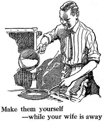 Man making pancakes illustration.