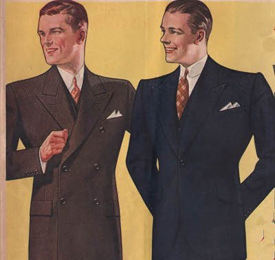 Vintage men wearing suit illustration.