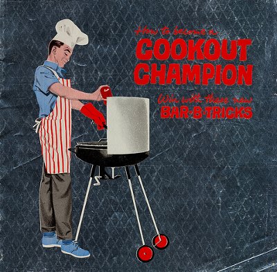 Man grilling illustration cookout champion bbq.