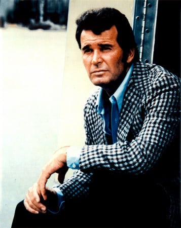 James Garner in a shot from rockford files classic cop detective tv show.