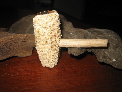 Homemade corn cob tobacco pipe.