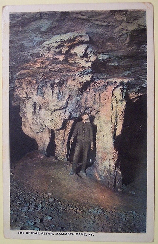 Vintage mammoth cave postcard caver spelunking.