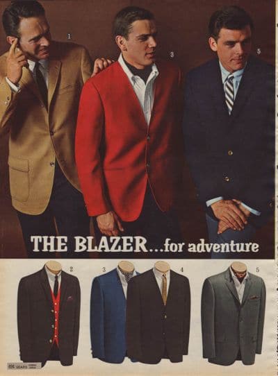 Vintage men wearing blazer in ad advertisement.