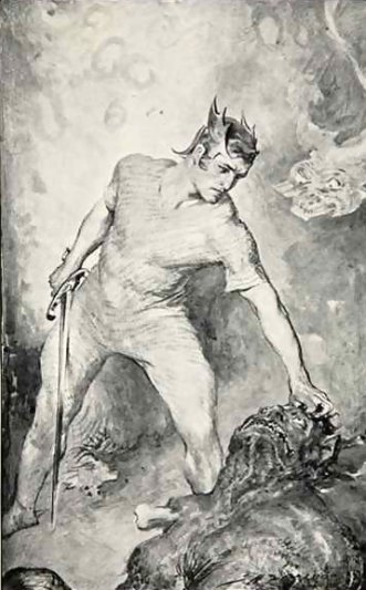 Vintage epic beowulf illustration.
