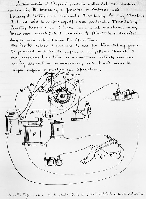 Thomas Edison notebook about machine working process.