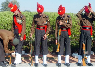 Indian Army soldiers 54th Infantry tucking socks trousers