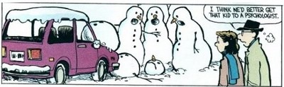calvin and hobbes snowman comic strip cartoon illustration