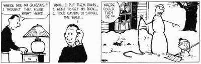 calvin and hobbes snowman comic strip cartoon illustration