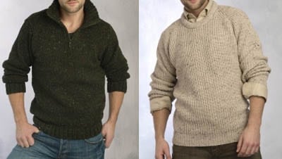 versatile travel sweater shawl collar khaki and green
