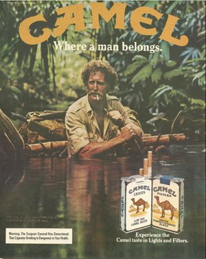 Camel cigarettes where a man belongs vintage advertisement.