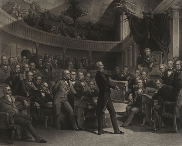 Henry Clay giving speech to audience.