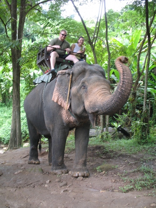 IMG_1076 Casey Burgener and natalie riding elephant thailand jungle