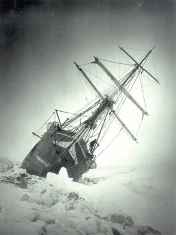Endurance ship trapped in ice.