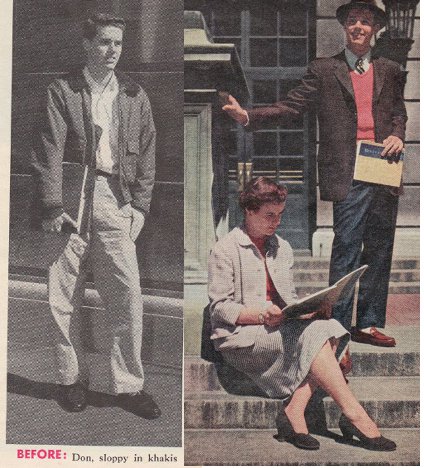 Vintage true magazine young man's style before after.