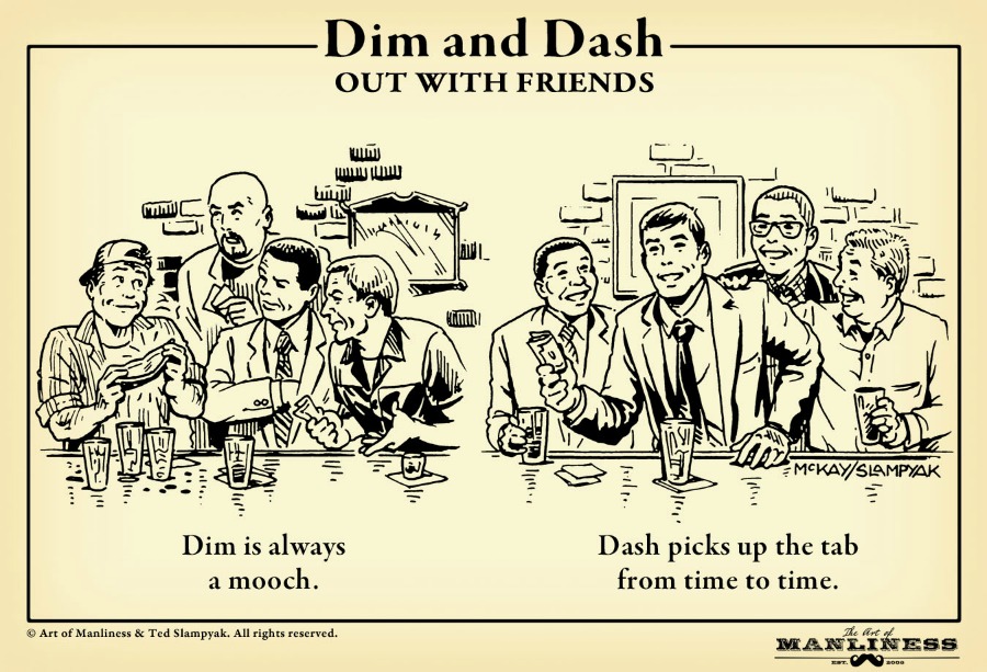 Dim and dash with friends illustration. 
