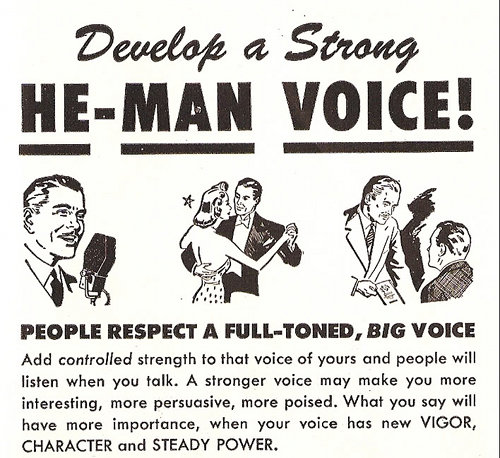 develop a he-man voice vintage ad advertisement 