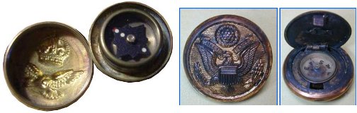 Vintage old coat buttons with secret compass.