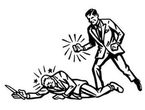 Illustration citizen in suit knocking down the attacker.