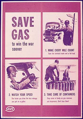 Save gas war propaganda poster.