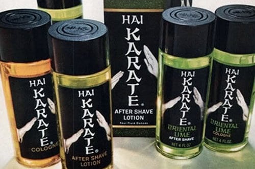 Hai karate aftershave lotion bottles.