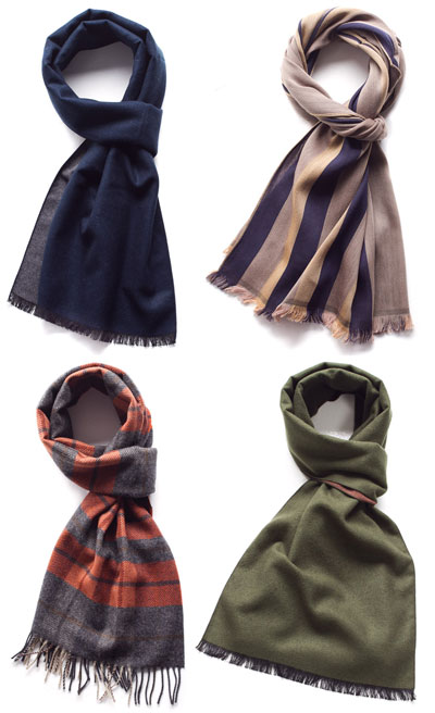 A men's scarf, i.e. a long silk scarf, is a versatile accessory