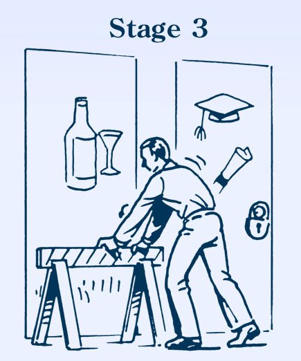 Man putting barrier up to drinking illustration.