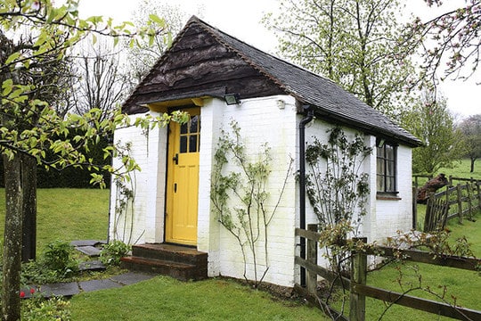 Vintage Roald Dahl's writing hut illustration.