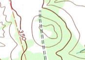 Vintage hills standing out on a map shown as single concentric circles.