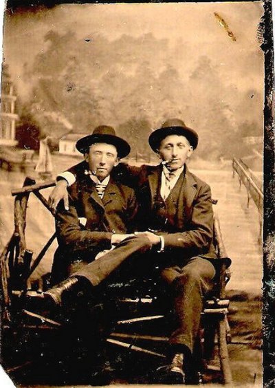 Vintage two men sitting on chair and smoking black and white photo illustration.