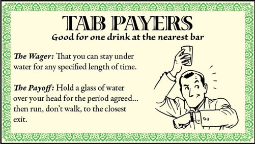 Bar game trick stay under water illustration.