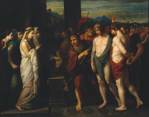 Orestes in ancient Greece large crowd of people painting.