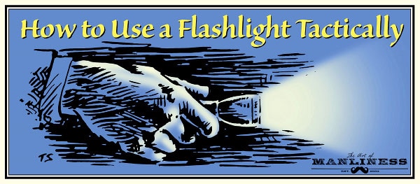 Man holding flashlight in hand close up illustration. 
