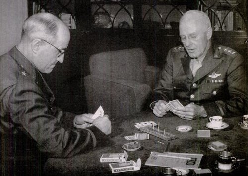 Two military Generals playing cribbage in uniform. 