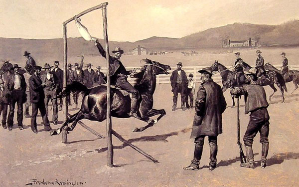 1800s gander pull sport man on horse illustration. 