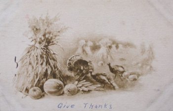 Vintage thanksgiving postcard Turkeys give thanks.