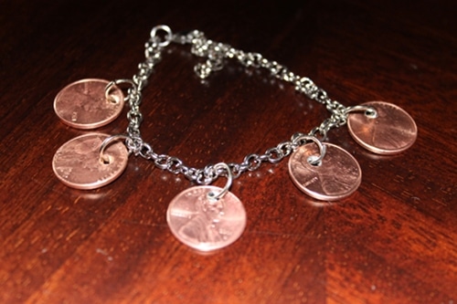 Penny charm bracelet diy homemade for gift. 