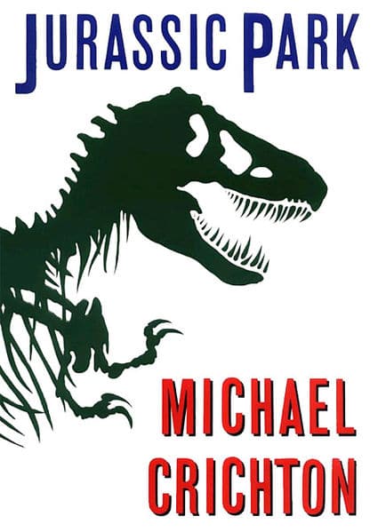 Book cover of Jurassic Park by Michael Crichton.