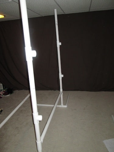 Step 7: Insert two T sections and two 2 foot sections on top of the lower 2 foot sections as shown below.