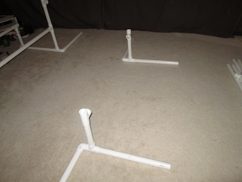 Step 10: Insert two T sections so that the middle whole is facing each other.