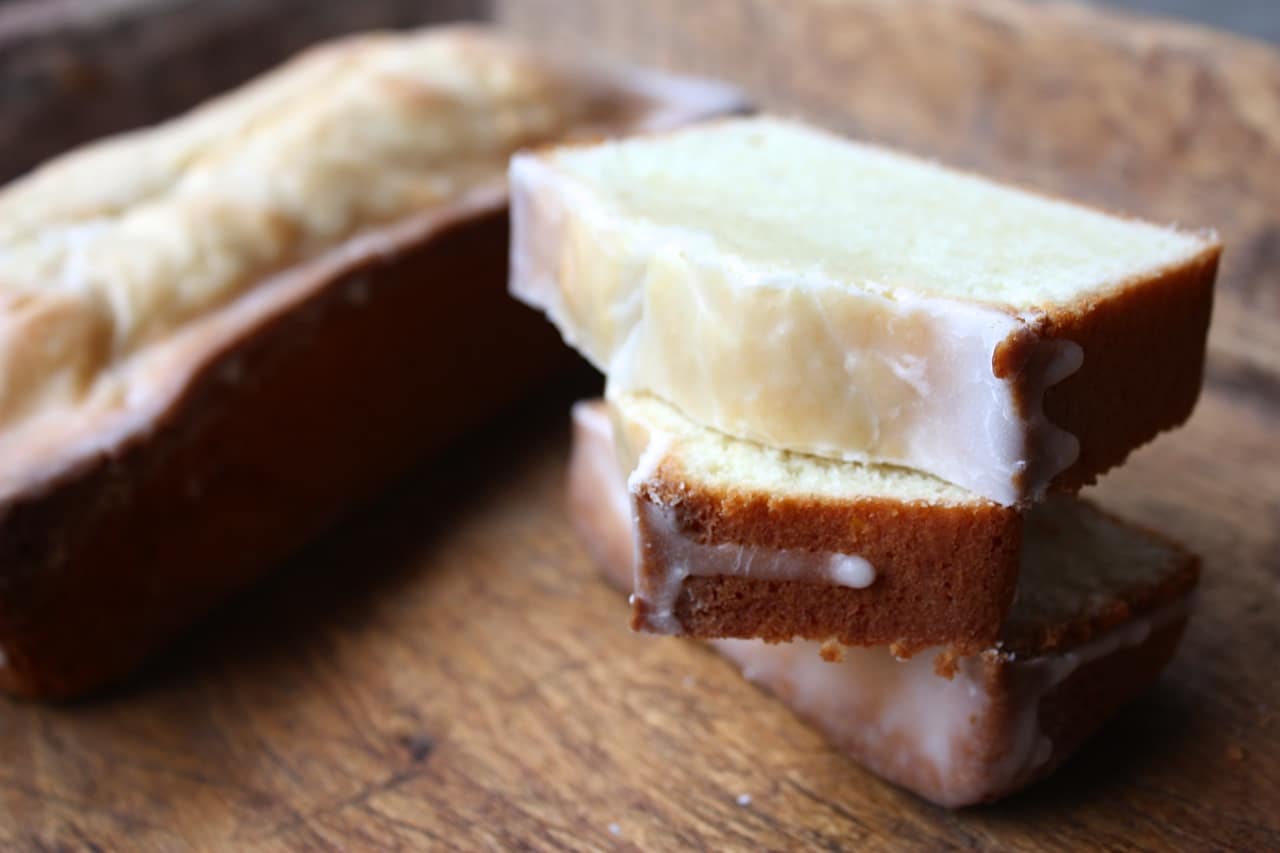 Southern pound cake baked sliced.