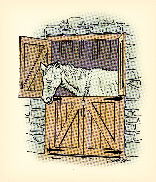 illustration hose in stable sad and old unused