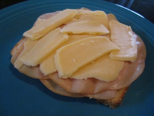 Next up was the gouda. I had a small wheel, so slicing was a difficult task. I made due with some smaller slices and it was just fine.