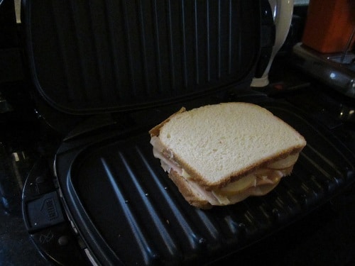 Throw it on a George Foreman grill for 1-2 minutes. I could have done it in a skillet, but I wanted to stay true to the directions from Tom.