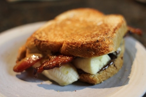 Peanut butter bacon banana nutella sandwich.