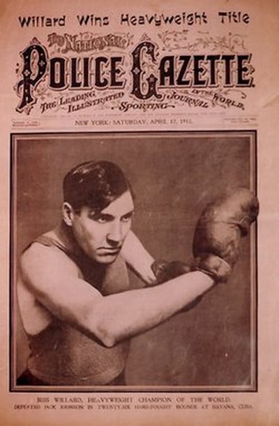 Police gazette magazine cover boxer Willard.