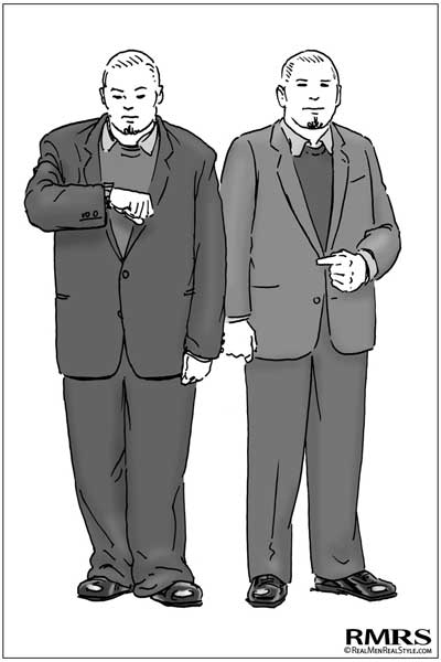 Illustration of an overweight man in well-fitted suit by RMRS. 