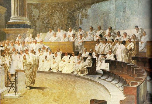 ancient greek senate leaders meeting giving speeches 