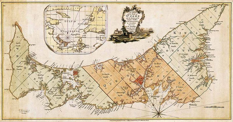 Vintage map of prince Edward island Canada.