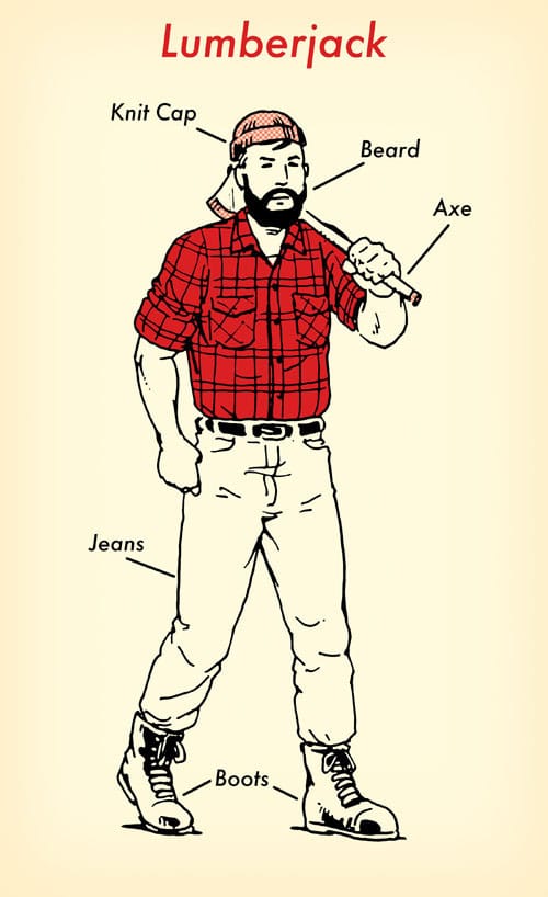 Lumberjack halloween costume red flannel shirt illustration.