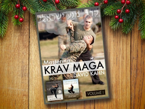 Krav mega DVDs with christmas background.